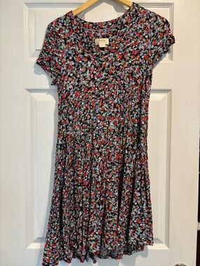 Women’s Black Floral Short-Sleeve Dress